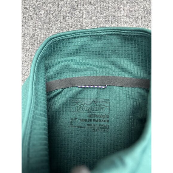 Patagonia Pullover Mens L Green Capilene Midweight Quarter Zip Polartec - Picture 3 of 6